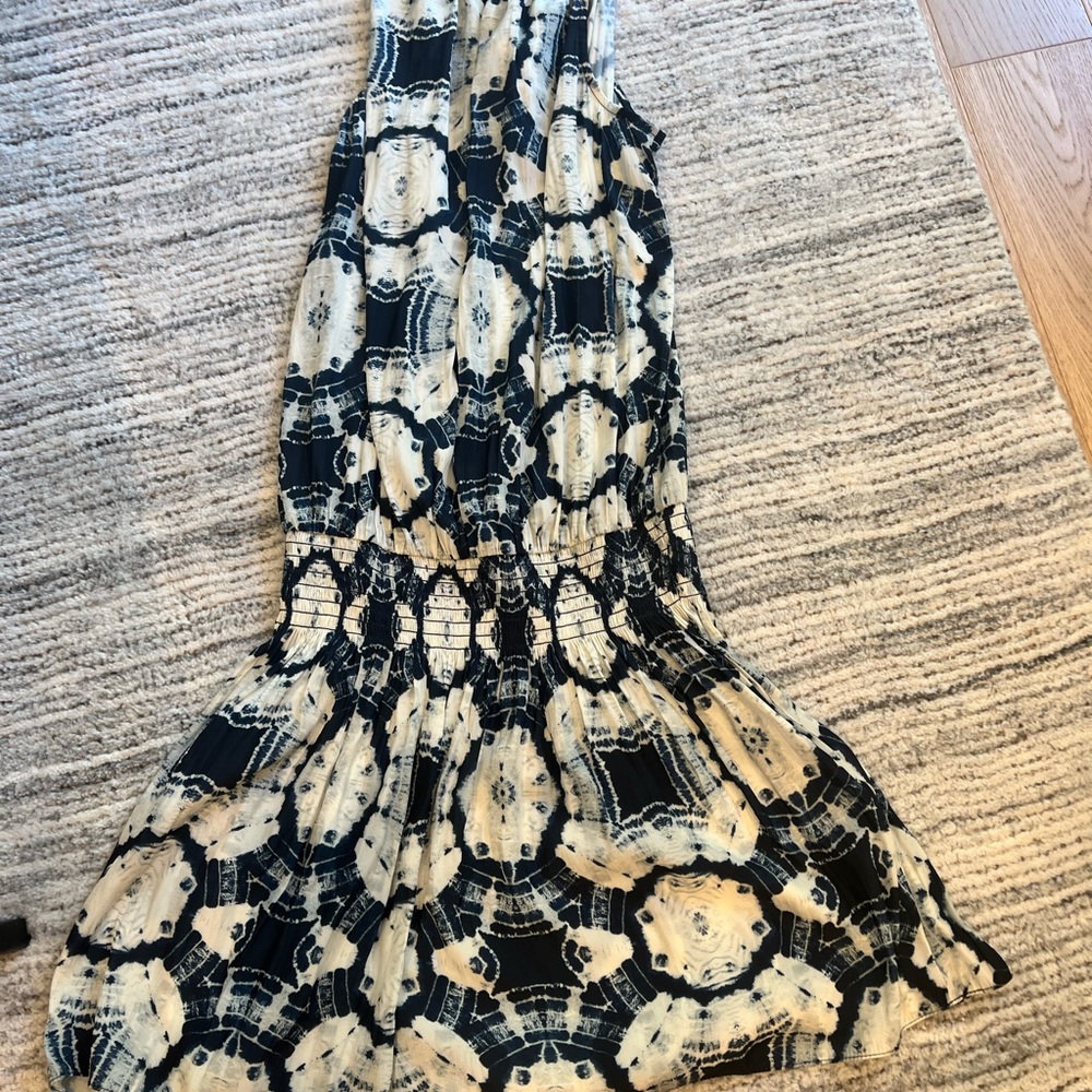 Ramy Brook NYC M silk blue and white dress/ cover up